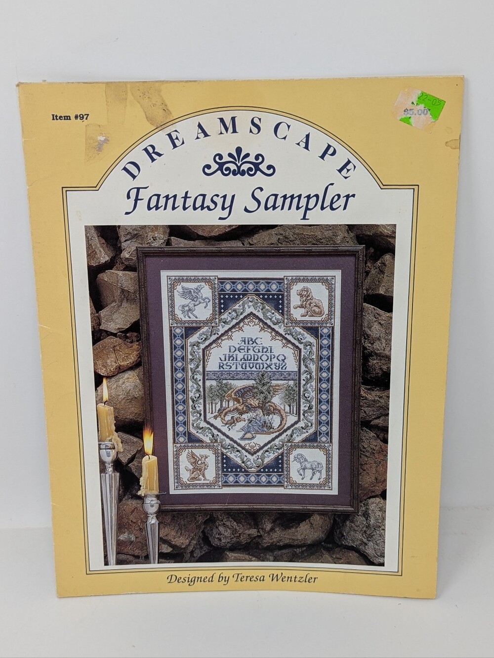 Dreamscape Fantasy Sampler Cross Stitch Pattern Dragon Unicorn Teresa Wentzler